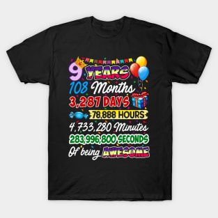 9 Years Old Being Awesome 9th Birthday T-Shirt